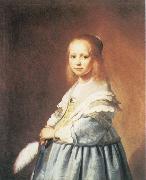 VERSPRONCK, Jan Cornelisz Portrait of a Girl Dressed in Blue Sweden oil painting reproduction